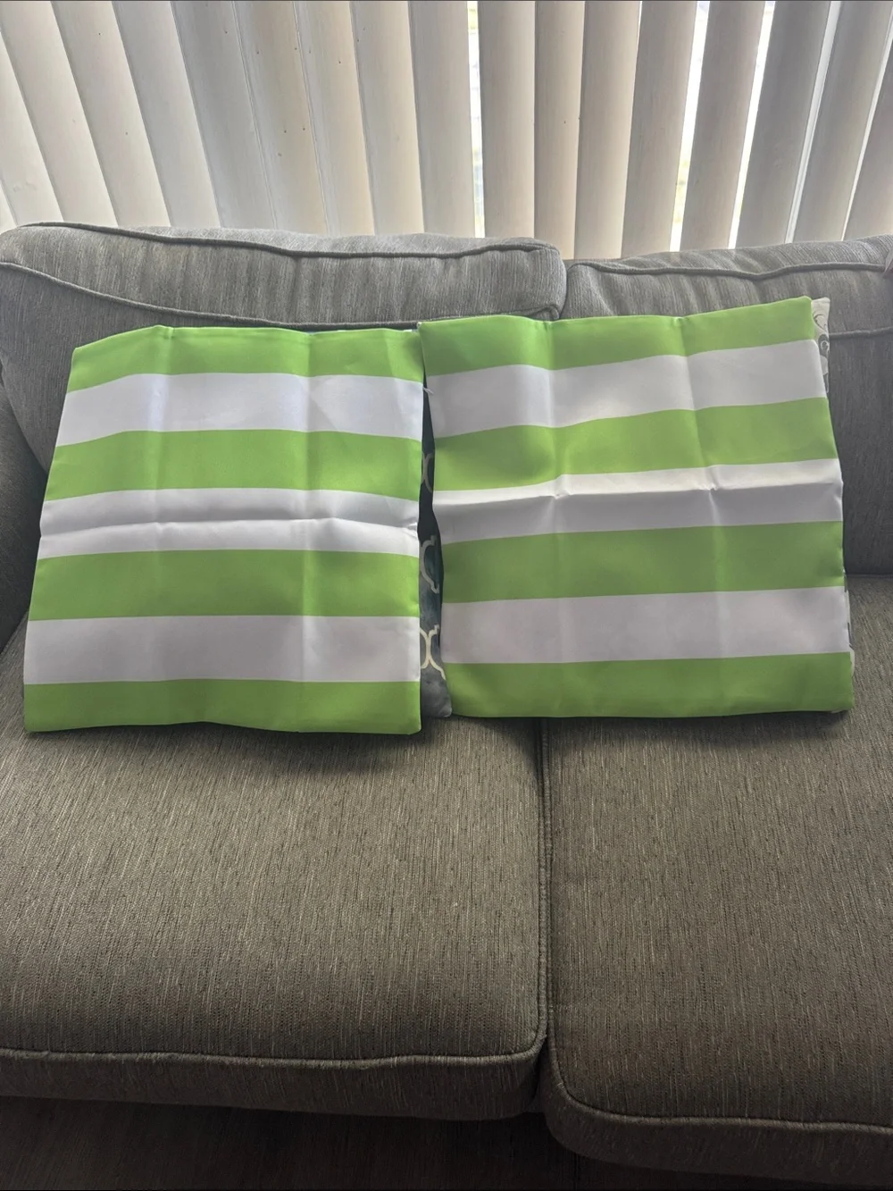 ***2/$15*** Bright Lime and White Stripe Pillow Covers - Set of 2